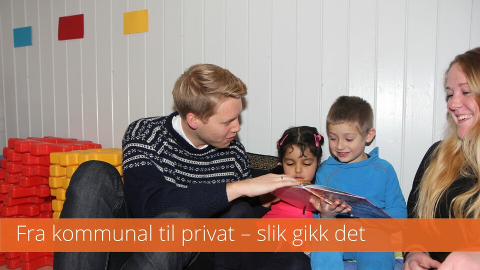 Styrer Kjetil Krogstad i Smedbakken FUS barnehage sammen med pedagog Julie Foldager Pedersen. Krogstad tok over som styrer for Smedbakken FUS barnehage i april i fjor.