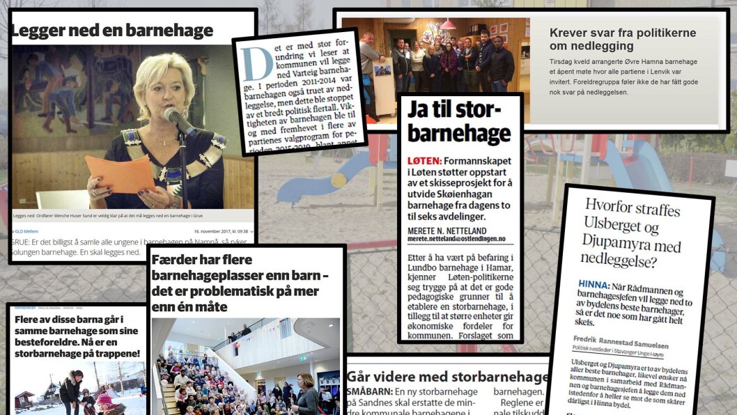 De siste månedene har det vært mange artikler i lokalmedia der det rettes søkelys mot at barnehagestrukturen flere steder er under press. De siste månedene har det vært mange artikler i lokalmedia der det rettes søkelys mot at barnehagestrukturen flere steder er under press.