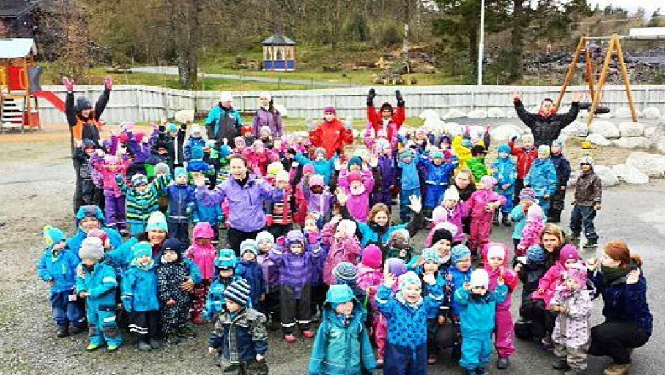 Olderdalen FUS barnehage på Stord feiret Vennskapsdagen i 2015. Torsdag vil 171 barnehager over hele landet delta i markeringen for vennskap og mot mobbing.