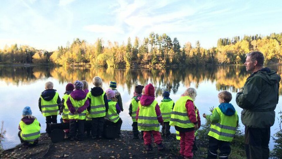 Fiskelykken lot vente på seg da Fjæraskogen barnehage i Trondheim var på camping i marka, men det la ingen demper på turgleden.