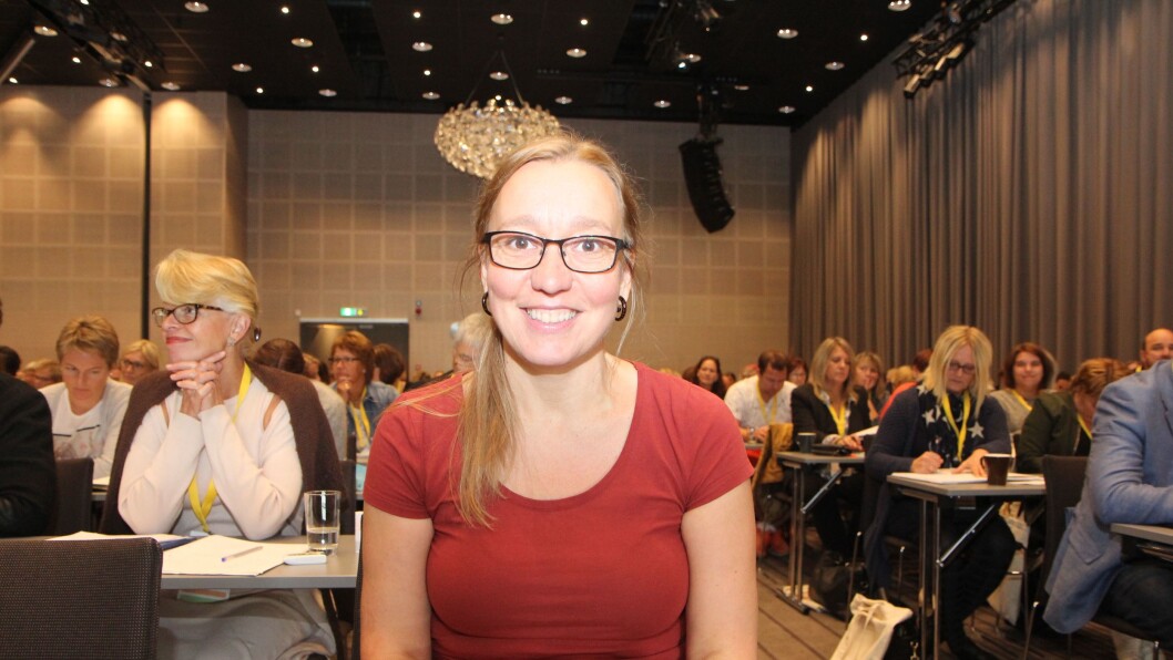 Mona Nicolaysen på Utdanningsdirektoratets kvalitetskonferanse i Bergen. Nicolaysen er barnehagelærer og selverklært pedagogista. Mona Nicolaysen på Utdanningsdirektoratets kvalitetskonferanse i Bergen. Nicolaysen er barnehagelærer og selverklært pedagogista.