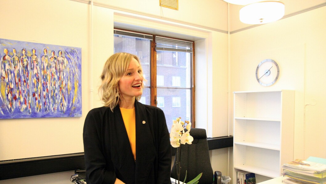 Inga Marte Thorkildsen ble tirsdag utnevnt til byråd for oppvekst og kunnskap i Oslo. Her er hun på sitt nye kontor.
