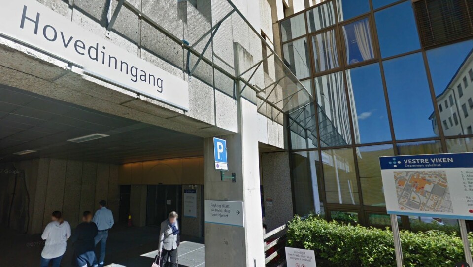 Barnet ble i helgen innlagt på Drammen sykehus. Foto: Googlemaps