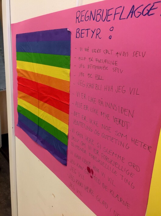 Det er verdiene i regnbueflagget barnehagen vektlegger mest - og den avviser at det er homokamp det dreier seg om. Det er verdiene i regnbueflagget barnehagen vektlegger mest - og den avviser at det er homokamp det dreier seg om.