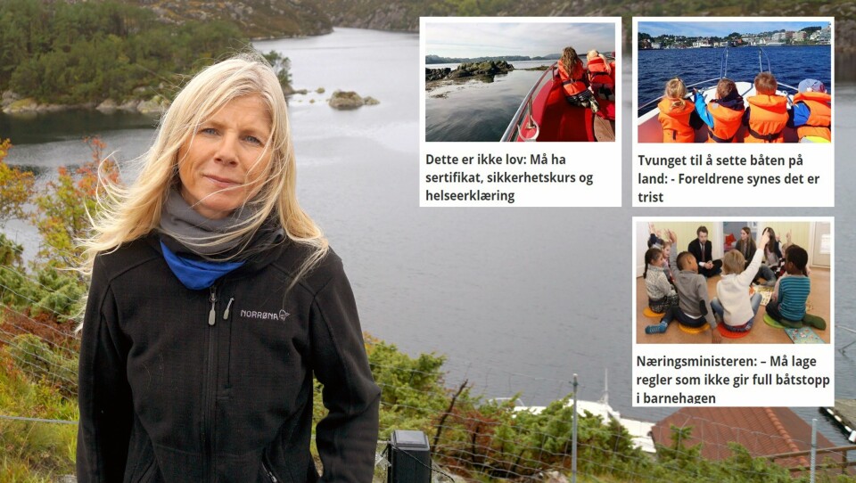 Styrer Lise Lauvik i Langøy friluftsbarnehage kjenner godt til reglene, men vil ikke slutte å ta barna med ut i båt.