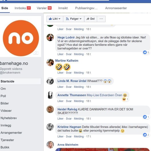 Spørsmålet om ekstratjenester fra barnehager har skapt stort engasjement på Facebook-siden til barnehage.no. Spørsmålet om ekstratjenester fra barnehager har skapt stort engasjement på Facebook-siden til barnehage.no.