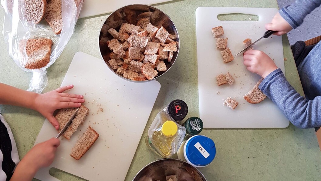 – Istedenfor å fortsette å kaste gammelt brød bestemte vi oss for å lage krutonger av brødet. Vi tilfører ulike smaker og krutongene blir kjempegode, sier daglig leder Irene Sellevåg. – Istedenfor å fortsette å kaste gammelt brød bestemte vi oss for å lage krutonger av brødet. Vi tilfører ulike smaker og krutongene blir kjempegode, sier daglig leder Irene Sellevåg.