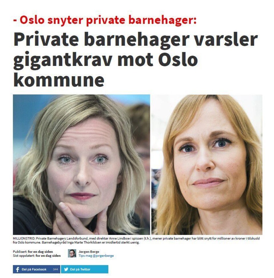 Sak i Nettavisen 28. november i år.