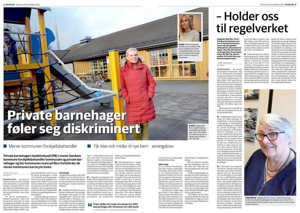 Sandnesposten i går.