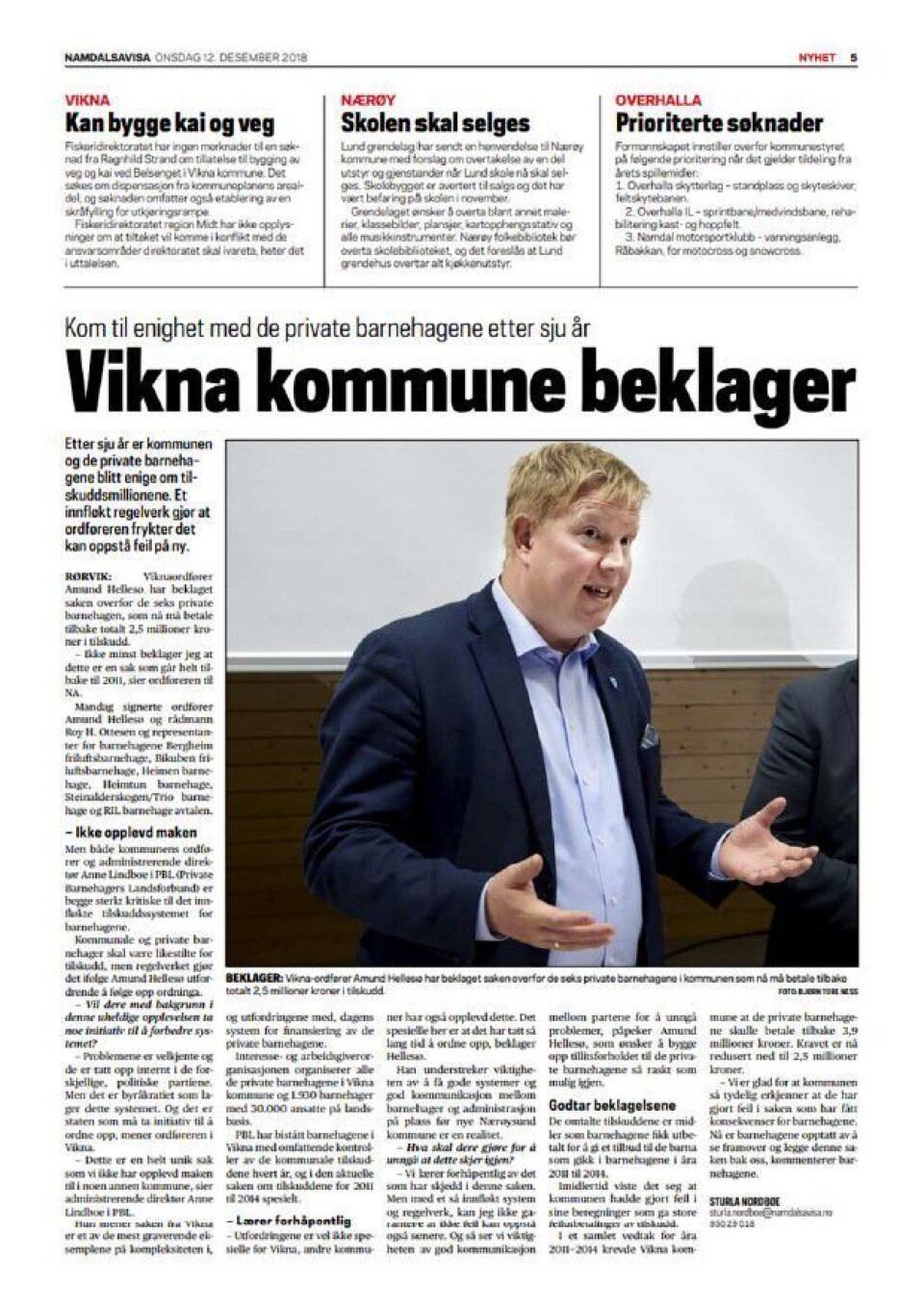 Sak fra Namdalsavisa.