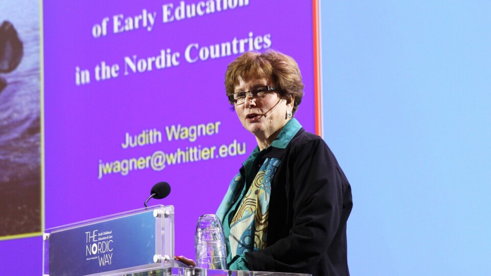 Judith Wagner ved Whittier College holdt et humorfylt innlegg under konferansen The Nordic Way i Oslo denne uken.