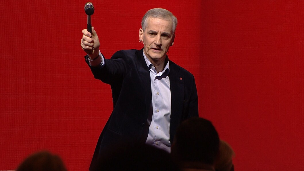 Jonas Gahr Støre på Arbeiderpartiets landsmøte. Jonas Gahr Støre på Arbeiderpartiets landsmøte.