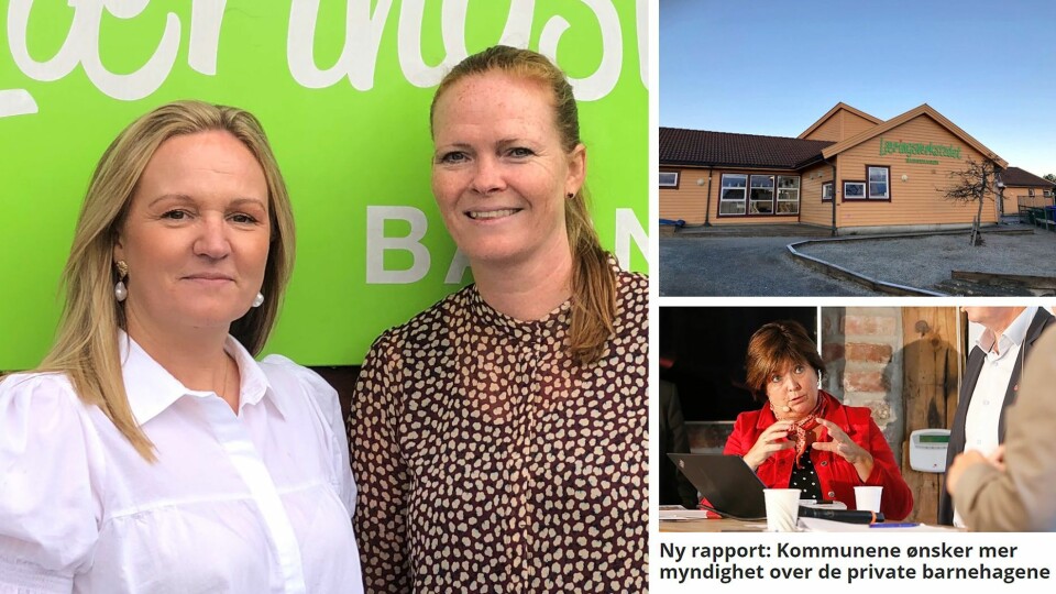 Anne Sætersdal og Kjersti S. Krüger er begge styrere i Læringsverkstedet-barnehager i Fjell kommune, og kjenner seg ikke igjen i kritikken fra ordfører Marianne Sandahl Bjorøy (Ap).