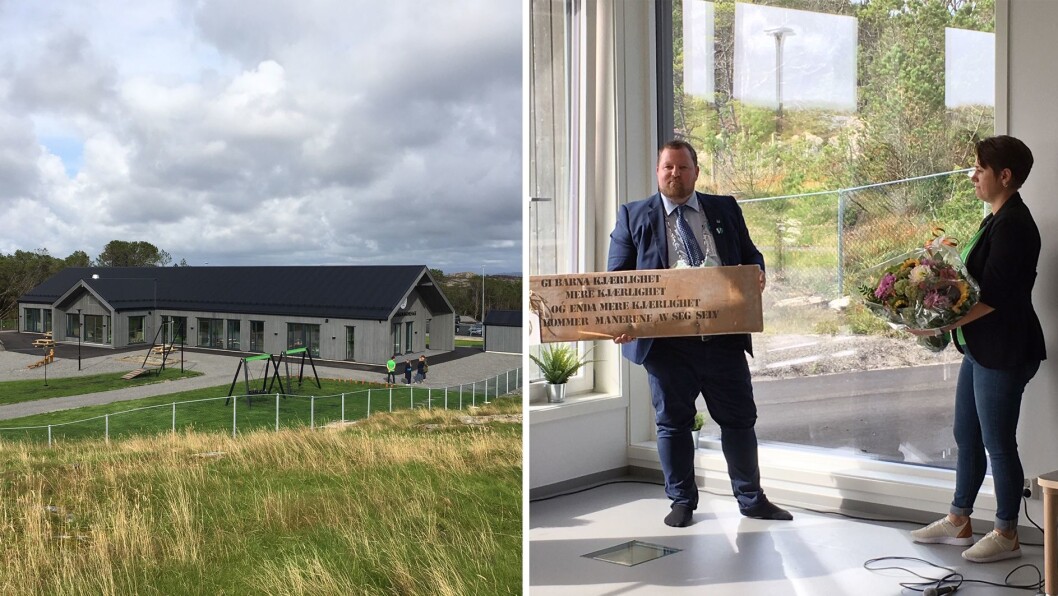 Ordfører Børge Haugetun i Øygarden kommune og regionleder Inger Marie Guddal under åpningen av Norlandia Svanevågen gårds- og friluftsbarnehage. Ordfører Børge Haugetun i Øygarden kommune og regionleder Inger Marie Guddal under åpningen av Norlandia Svanevågen gårds- og friluftsbarnehage.
