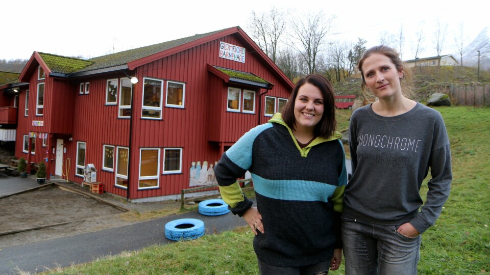 Charlotte Leonhardsen og Silje Horsberg Hagen er pedagogisk leder ved hver sin avdeling i Glomfjord barnehage.