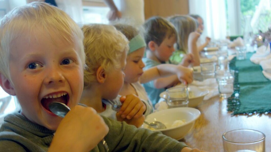 Økologisk matlaging og å utvikle smakssansene er en sentral del av Steinerpedagogikken. Bildet er fra Sommerfuglen Steinerbarnehage i Trondheim.