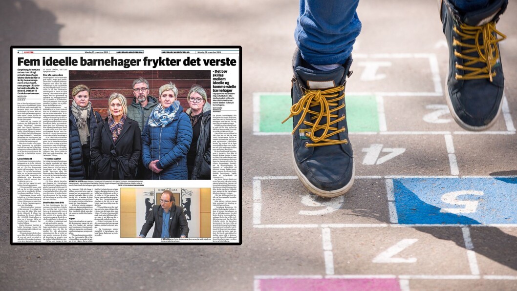 De foreldreeide barnehagene i Sarpsborg forteller i et oppslag i Sarpsborg Arbeiderblad om anstrengt økonomi. De foreldreeide barnehagene i Sarpsborg forteller i et oppslag i Sarpsborg Arbeiderblad om anstrengt økonomi.