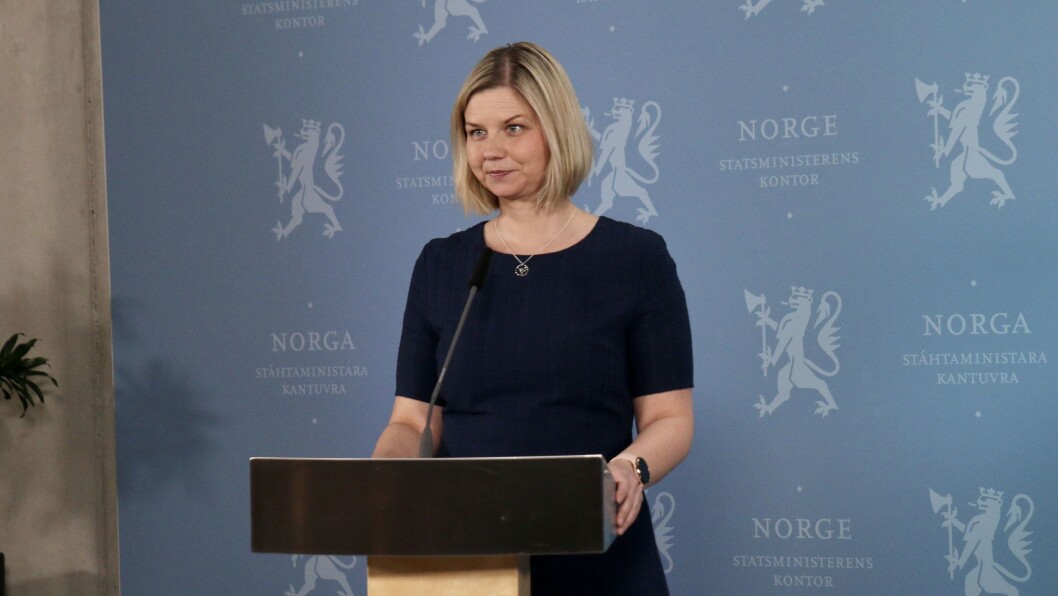 Kunnskaps- og integreringsminister minister Guri Melby (V) under pressekonferansen for barn, som ble holdt tidligere i dag, Kunnskaps- og integreringsminister minister Guri Melby (V) under pressekonferansen for barn, som ble holdt tidligere i dag,