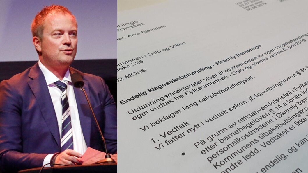 Utdanningsdirektoratet har konkludert med at Økernly Barnehage i 2014 hadde for lave personalkostnader. Nå må de tilbakebetale 800.000 kroner til Oslo kommune. Utdanningsdirektoratet har konkludert med at Økernly Barnehage i 2014 hadde for lave personalkostnader. Nå må de tilbakebetale 800.000 kroner til Oslo kommune.