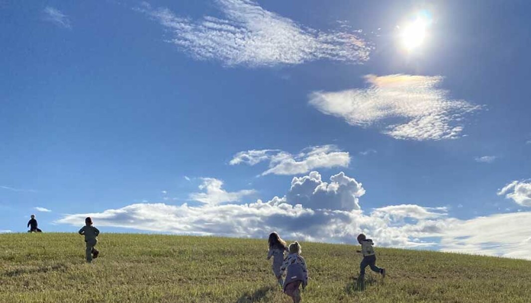 Kidsa i Marihøna gårds- og friluftsbarnehage i det fri. Kidsa i Marihøna gårds- og friluftsbarnehage i det fri.