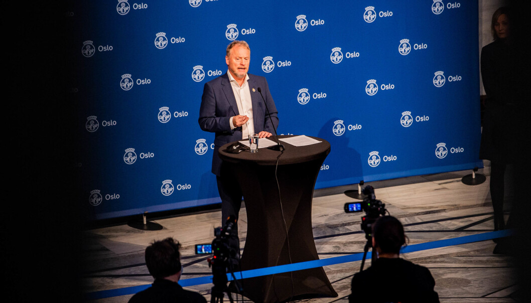 Byrådsleder Raymond Johansen (Ap) under en pressekonferanse om koronasituasjonen i Oslo tidligere i vinter. Byrådsleder Raymond Johansen (Ap) under en pressekonferanse om koronasituasjonen i Oslo tidligere i vinter.