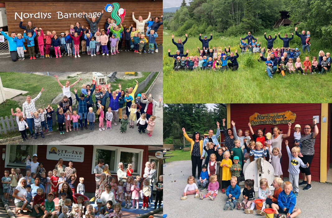 Nordlys Barnehage, NLM barnehagene AS, avd. Tryggheim barnehage, Strand Barnehage, Nordbygdene Bondegårsbarnehage og Læringsverkstedet Geitspranget naturbarnehage er årets nominerte. Nordlys Barnehage, NLM barnehagene AS, avd. Tryggheim barnehage, Strand Barnehage, Nordbygdene Bondegårsbarnehage og Læringsverkstedet Geitspranget naturbarnehage er årets nominerte.