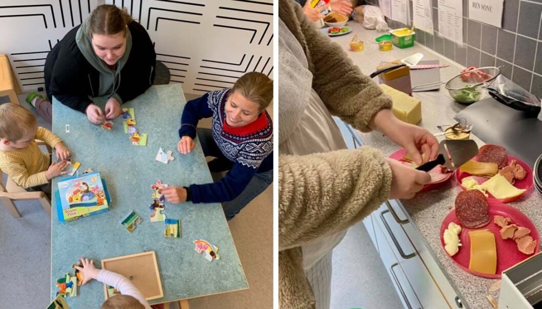 Ida Falck Irgens Andersen har fått jobb som kjøkkenassistent i Rønningjordet barnehage. Her er hun sammen med pedagogisk leder Marie Hurthi Steinkjer (til høyre). Ida Falck Irgens Andersen har fått jobb som kjøkkenassistent i Rønningjordet barnehage. Her er hun sammen med pedagogisk leder Marie Hurthi Steinkjer (til høyre).