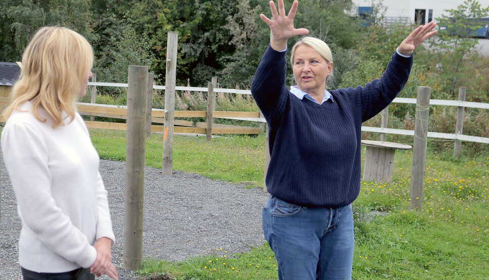 Hjørdis Kindem Thyholt hadde besøk av blant andre Anne Lindboe (til venstre) og Ola Borten Moe før valget. Da var hun klar på at hennes stemme gikk til Senterpartiet.