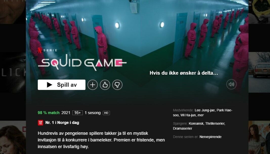 Den første episoden av Squid Game heter nettopp Rødt lys. Serien er blitt superpopulær. Den første episoden av Squid Game heter nettopp Rødt lys. Serien er blitt superpopulær.