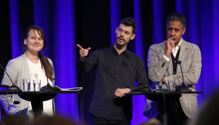 <span class=" italic" data-lab-italic_desktop="italic">Marit Knutsdatter Strand (Sp), Bjørnar Moxnes (R) og Abid Raja (V).</span> <span class=" italic" data-lab-italic_desktop="italic">Marit Knutsdatter Strand (Sp), Bjørnar Moxnes (R) og Abid Raja (V).</span>