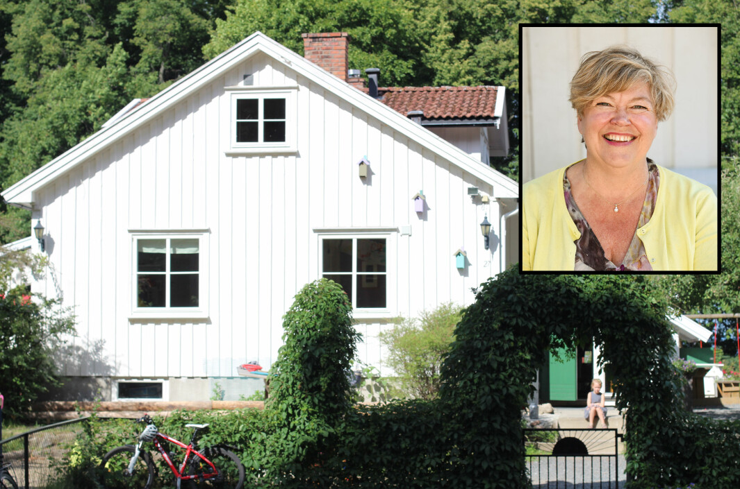 Barnehagen Andersrød i Moss, med eier Ellen Nordang innfelt.