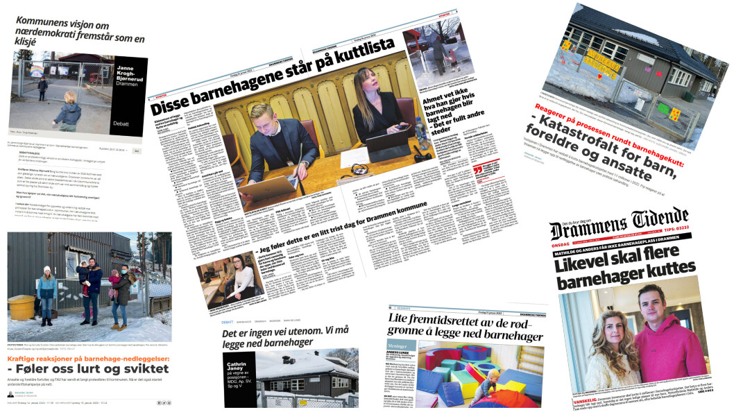 Det har blitt skrevet mange spaltemeter om barnehagekutt i Drammen de siste par ukene. Det har blitt skrevet mange spaltemeter om barnehagekutt i Drammen de siste par ukene.