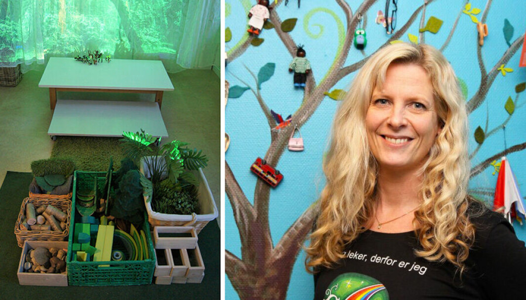 – En ting jeg synes er ganske magisk, er å sette frem lekemateriellet på spennende måter, sier Trude Anette Brendeland. – En ting jeg synes er ganske magisk, er å sette frem lekemateriellet på spennende måter, sier Trude Anette Brendeland.