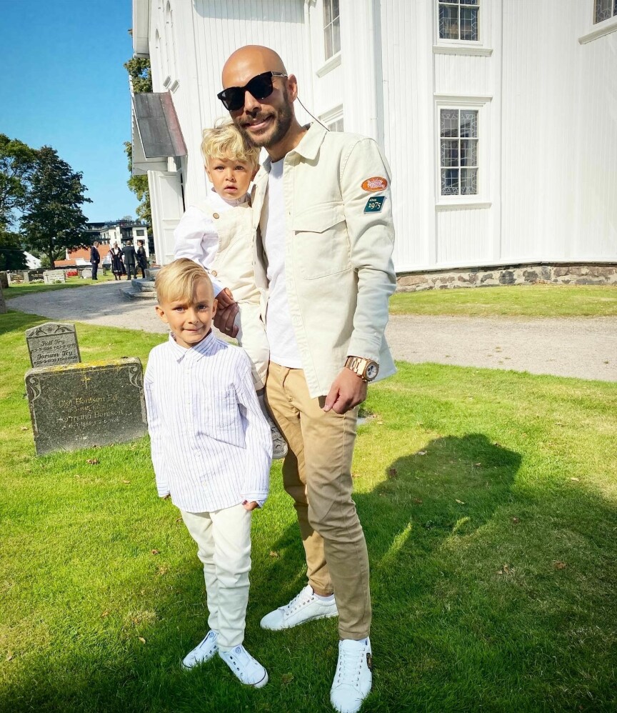 Ronny Myrene i FUB Kristiansand sammen med sønnene Filip (3) og Aron (7).