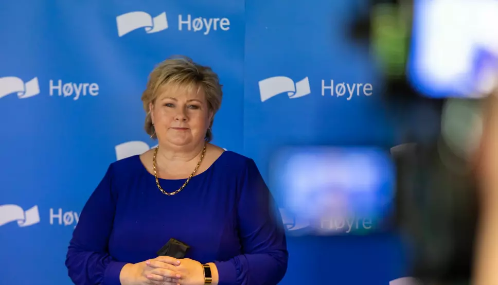 Høyre-leder Erna Solberg ønsker blant annet å skifte ut byrådsleder Raymond Johansen (Ap) i Oslo.