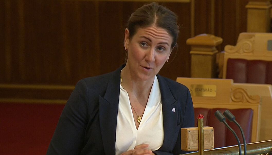 Statsråd Tonje Brenna under stortingsdebatten om endringer i barnehageloven 31. mai. Statsråd Tonje Brenna under stortingsdebatten om endringer i barnehageloven 31. mai.