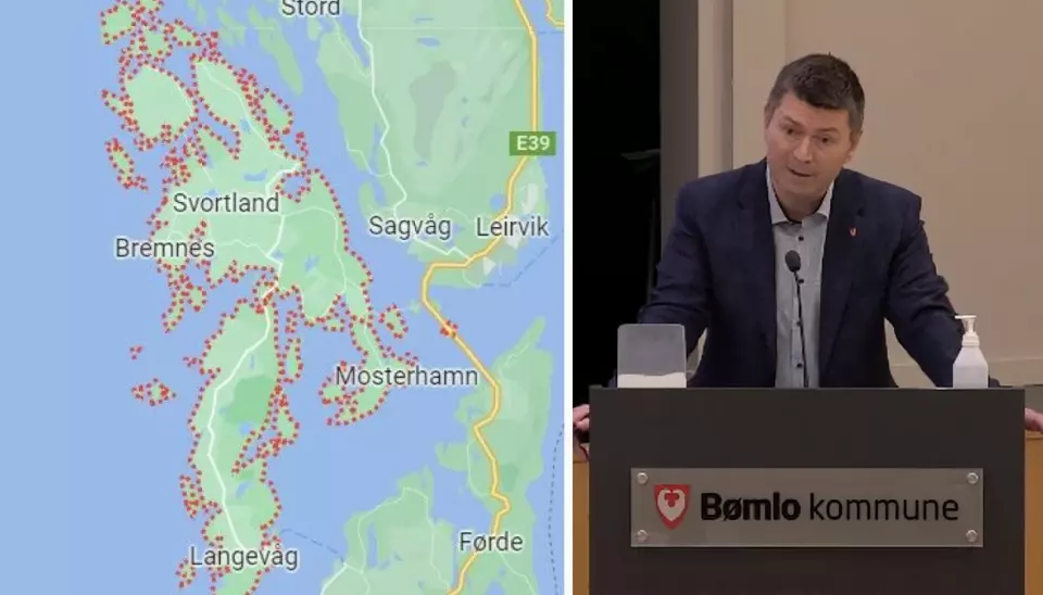Kommunedirektør i Bømlo, Kjetil Aga Gjøsæter, under sin orientering til kommunestyret.