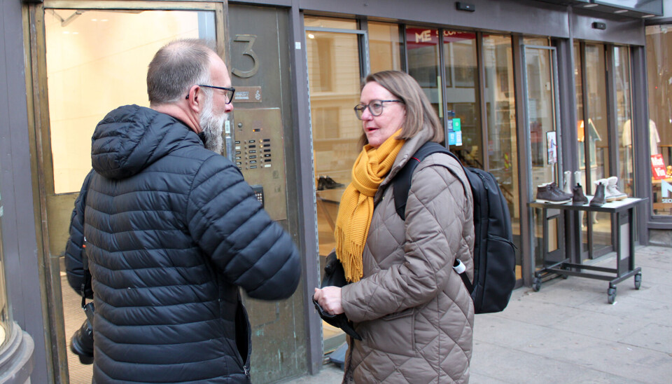 Anne Green Nilsen i Fagforbundet utenfor Riksmeklerens kontor. Bildet er tatt ved en tidligere anledning.