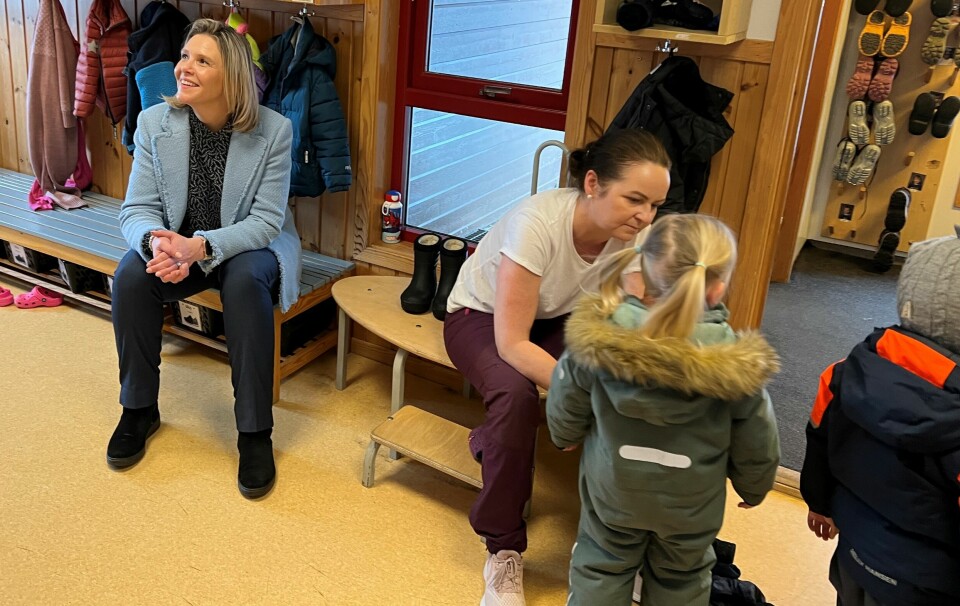 Partileder Sylvi Listhaug besøkte Bergheim barnehage i Trondheim fredag.
