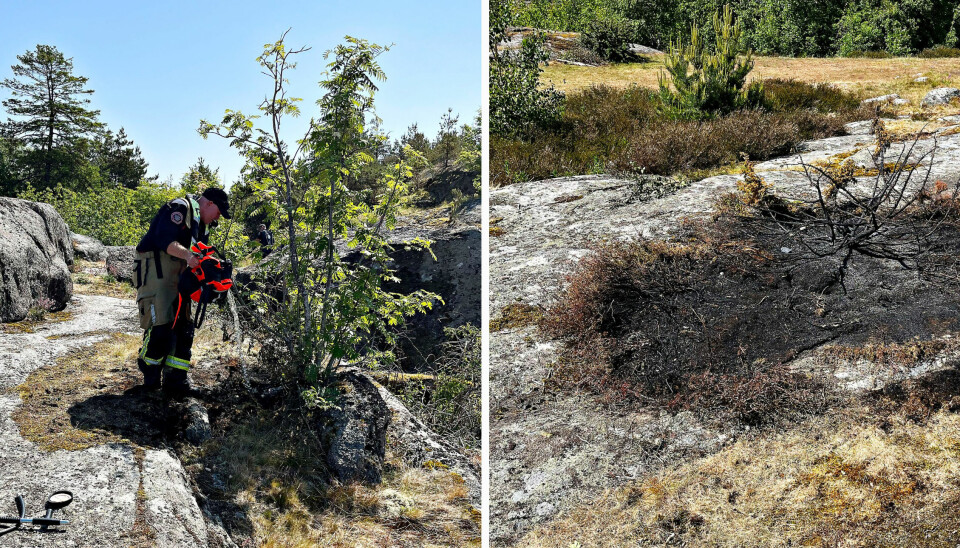 På øya Steinkloss fant brannfolkene spor av at det hadde blitt tent på 8-10 steder.