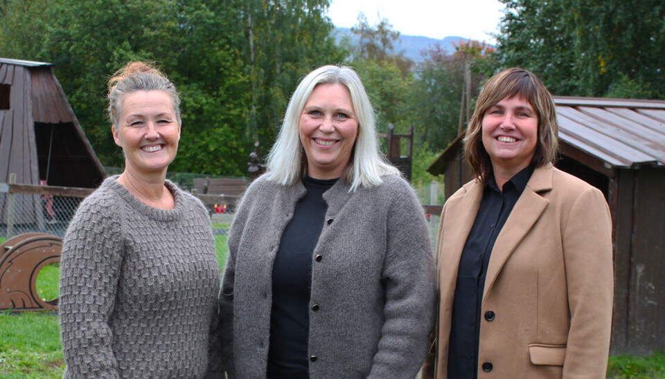 Fra venstre: Aina Branden i Nybu barnehage, Line Elisabeth Dalseng i Birkebeineren friluftsbarnehage og Jennie Furulund i Lundgaardsløkka barnehage.