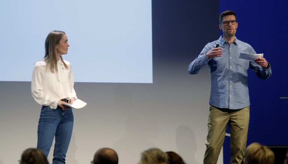 Kristine Rishaug Ruus (PBL) og Vegard Meland (Høgskolen i Innlandet) under BVO-konferansen.