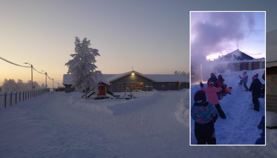 Beazedievá barnehage ligger i Norges for tiden kaldeste kommune, og har hatt svært lave temperaturer denne uka.