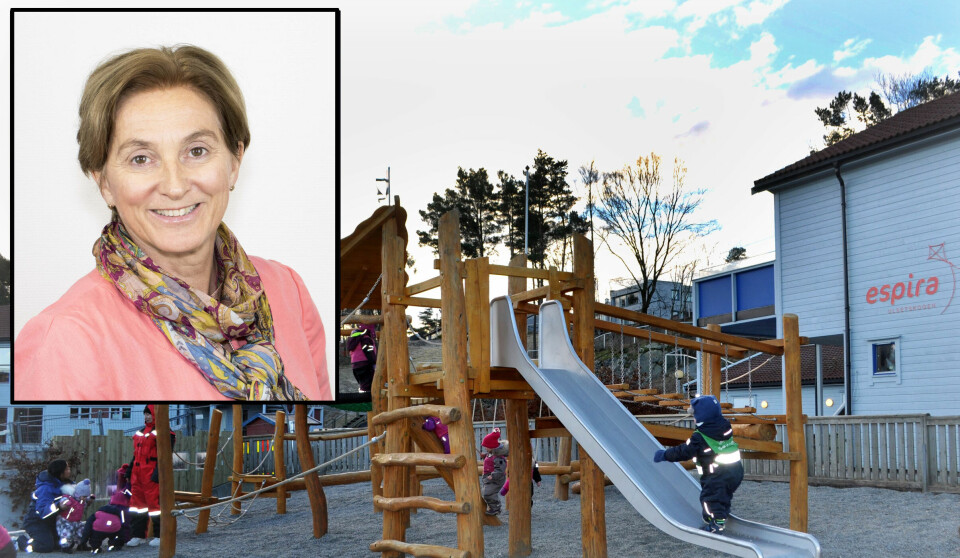 Administrerende direktør Marit Lambrechts i Espira er glad for at Udir har fjernet tilbakebetalingskravet til de tre barnehagene, blant annet Espira Ulsetskogen (bildet).