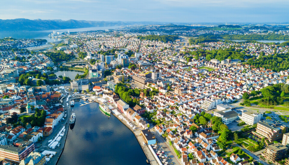 Vagen old town aerial panoramic view in Stavanger, Norway. Stavanger is a city and municipality in Norway