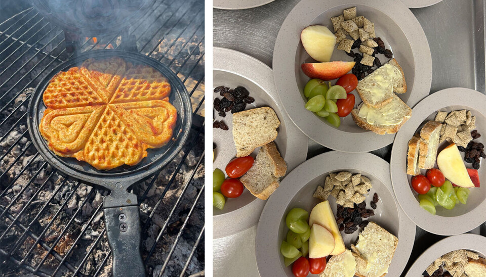 Restene fra havregrøten til frokost blir til havrelapper til ettermiddagsmaten, forteller styreren.