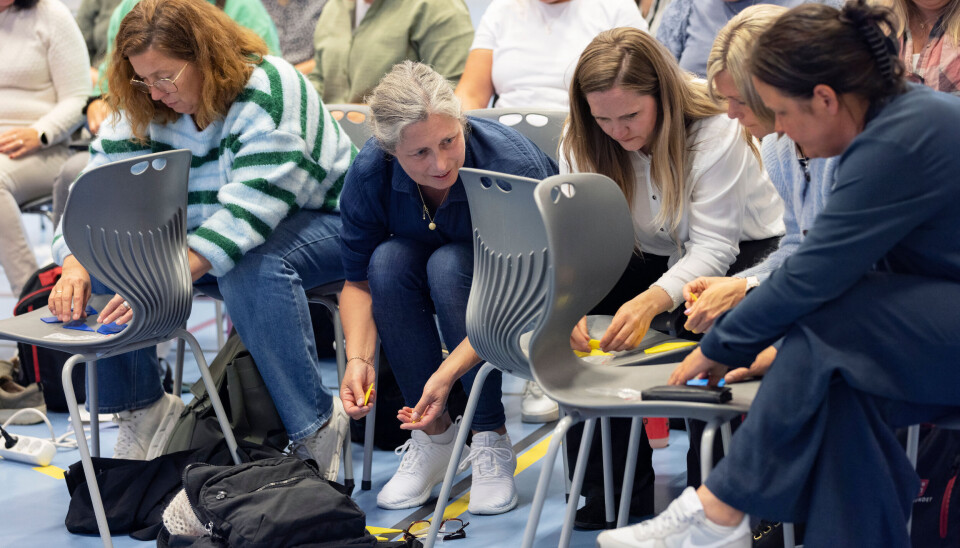 Barnehageansatte i Melhus fikk også bryne seg på tangram, et kinesisk puslespill som består av syv brikker: Fem trekanter, ett kvadrat og ett parallellogram. Til sammen utgjør de et kvadrat. Brikkene plasseres ved siden av hverandre for å forme ulike figurer.
