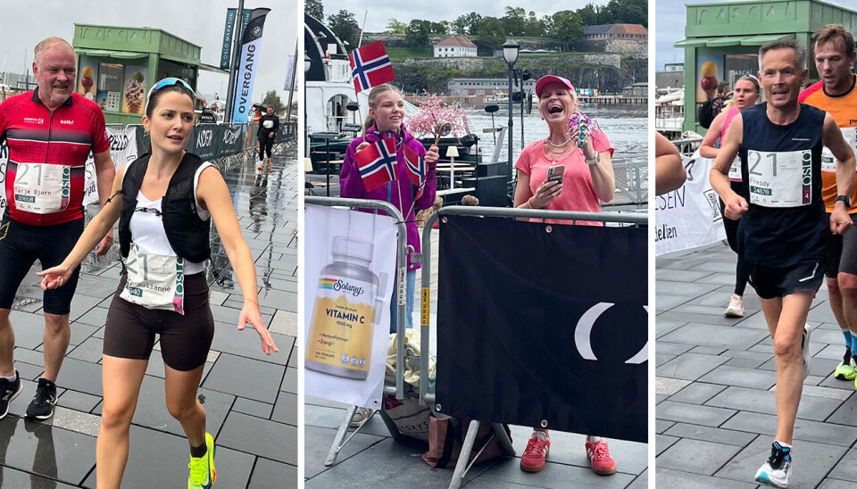 Mary Julianne Høybakken, Freddy Henningsen og tre andre kolleger fra Hagehaugen barnehage løp halvmaraton i helga. De fikk god støtte fra sidelinjen.