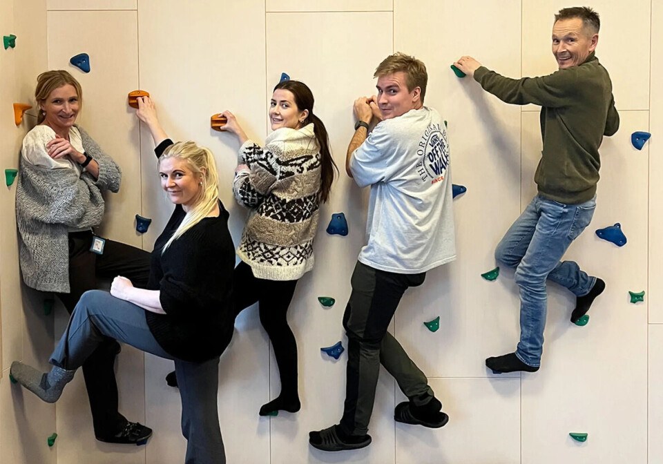 Denne spreke gjengen løp Oslo halvmaraton. Fra venstre: Pedagogisk leder Hilde Sundby Thuen, pedagogisk medarbeider Kristin Breiland, fast ringevikar Mary Julianne Høybakken, assistent Vetle Øien og pedagogisk leder Freddy Henningsen